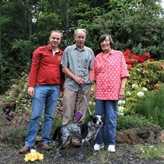 Ben, Steve, & Janice's dog with Janice in Yachats