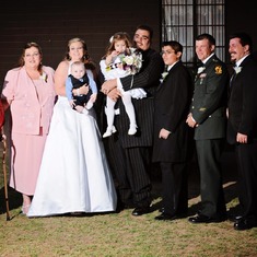 Janie with Vicki at Elizabeth's wedding. Pictured starting from the left - Janie, Vicki, Elizabeth, Aidan, Marisa, Miguel, Miguel Jr., Michael and Brent.