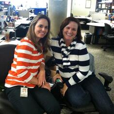 Janine and I shared a love of stripes. (I spy Janine's giant glass of tea in the background.)