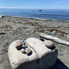 Rememberance log - Deception Pass- each rock for a family member who left us - holding you close