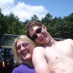 It was supposed to be a nice picture with mom, instead Jared comes over and jumps on me :) - Camping, Buckhorn State Park, WI