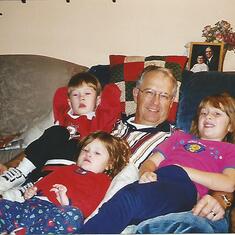 Grandpa Hoffman relaxing with Jared, Syd, & Sam