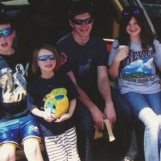 Aaron, Maddie, Jared, Syd, and Sean before a Brewer's game.