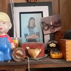 just a few of the things that he loved.. the scorpion, the little boy cat, things in the wooden chests, and the little boy doll his grandmother made for him for christmas one year.