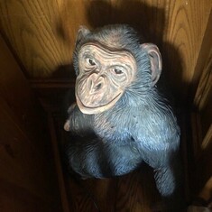 Wood sculpture chimp