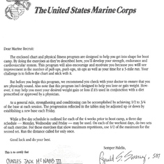 USMC acceptance/congradulatory
letter