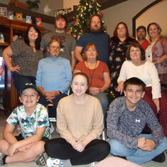 Our last Christmas with Andi, Timothy, nephew Ben, Kim, Denny, Brandy, Jay, my sister Elaine, me, Tate, Micaela and Bryce