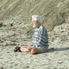 Jay meditating at Maverick's Beach