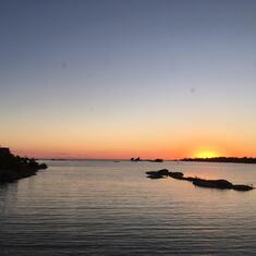 Sunset looking from Jack & Lani's cottage in Point au Baril 