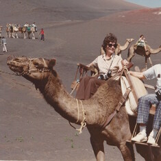 Jean Riding a Camel on Lanzarote 1976