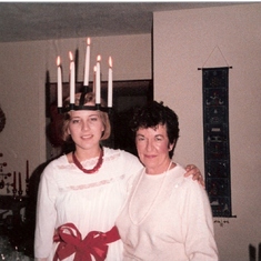 Jean with Sharon as Saint Lucia - 1984
