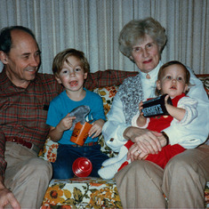 with the grandkids 1985.  Brad & Lisa  Living room at Redwood