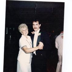 Aunt Jean and Bob dancing at Bob and Doreen's wedding. 8/16/86