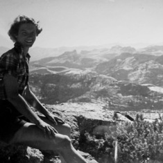 Jean in the Sierra Nevada, probably taken by Ted