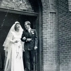 Jean and Ted, Just Married, St Boniface Church, Anaheim, 9 Sept 1942