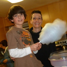 Jeannie with Noah making cotton candy 1/11