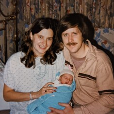 In the hospital, 1st time he became a dad. 1980