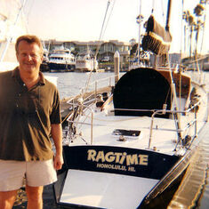 Two legends. Long Beach, CA. docks in 2003.  Ragtime was a legendary boat, Jeff was legendary.      
