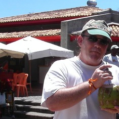 Jeff drinking coconut's water at Abaete