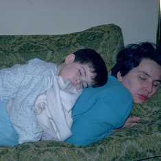 Jeff sleeping on Mom - Sloatsburg