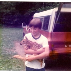 Jeff and rescued fawn 1980
