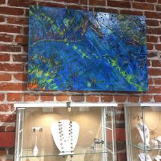 One of Jeff's paintings at the Marin Jewelers Guild. Doug and Amy McCorkle joined us.