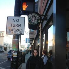 Jenna at Starbucks in Chicago