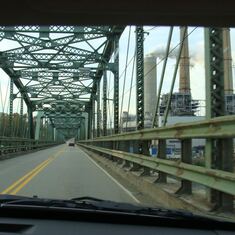 Enjoying the sentiment in crossing her hometown bridge