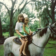 Jennie and cousin Michele riding Frosty