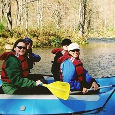 White water rafting with her friends from Hangar Prostetics and her doc, Tracy