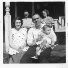 In front is Janice, Ron and Ann May 1955- in back is Ann's greatgrandfather Lewis Wilson and her great great grandmother Mayme