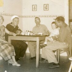 Great Grandma Wilson, Dad, Great Grandpa Wilson, Ann and her Grandpa Walter Young 1956
