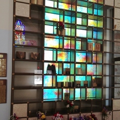 Kay's resting place is bottom row, 2nd from the left, just under the stained glass