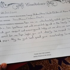Excerpts from Book of Condolence 