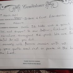 Excerpts from Book of Condolence 