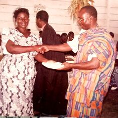 Papa receiving an award from Mrs. Pongo @ Laterbiorkorshie EP Church.