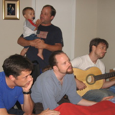 Jeremy, Sean, Matt, Me and Arthur singing to Grandma in her last days...