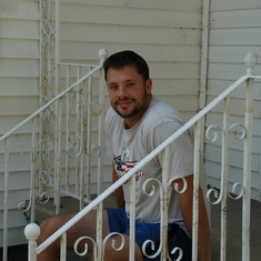 2006 after Katrina, Jeremy at his front door.