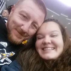 Jeremy and Brittny at a Pittsburgh Penguins vs Arizona Coyotes game