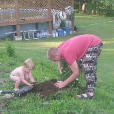 Father and Son hard at work