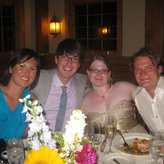 Tei, Julian, Emma and Jeremy at Emma's wedding