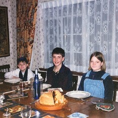 Jeremy, Julian & Emma; dinner at Anthony and Phillipa's, May 1998