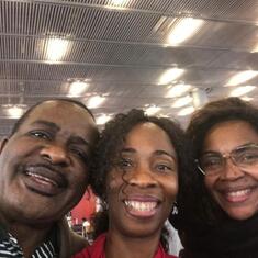 Jerome Minlend, Delphine Nonga and Anne-Mireille Ndinka in CDG airport on their way to Marrakech Morocco -  Sep 13, 2019