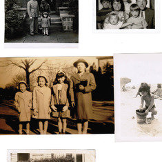 With her parents [top left picture], Jerrie, Fred Baker, and their four children: Jeri Ann (oldest), Andrew (second oldest), Jeffrey (third child), and Jennifer (youngest) [top right picture], Jerrie with school friends [middle left picture].