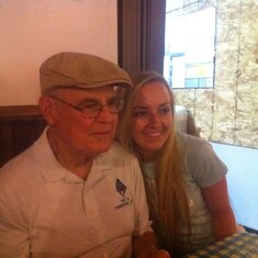 Kristin with Papa at Yasoo Yani's in Stockton