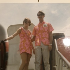 Returning from our honeymoon in Hawaii, 1970