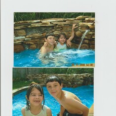 Jesse and Kaylin at his Uncles pool he built. 