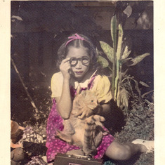 Hilo, Hawaii 1937 with cat Wally