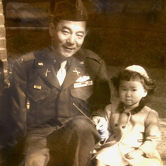 Our uncle Mickey Nakahara (in the 442nd during WWII) with our cousin Jolene. My sister Jennifer needed photos of Uncle Mickey to leave a card at Punchbowl when she visits Hawaii next week. Jennifer's son, Nathan Evans attends the University of Hawaii.