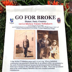 This is a banner/card my sister, Jennifer Saiki Evans left in tribute at the gravesite of our uncle, Lt. Mickey Nakahara of the 442nd.